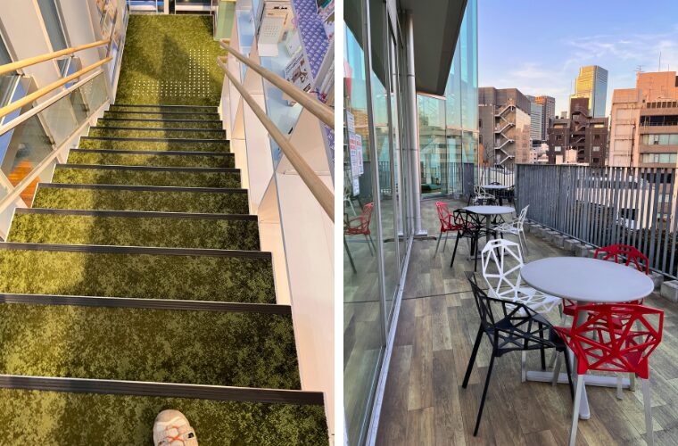 本の森ちゅうおう階段、テラス