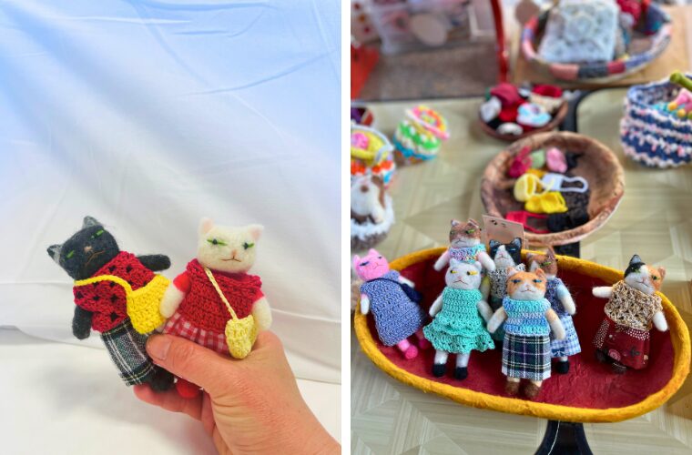 日曜市 手作り雑貨 猫ブローチ