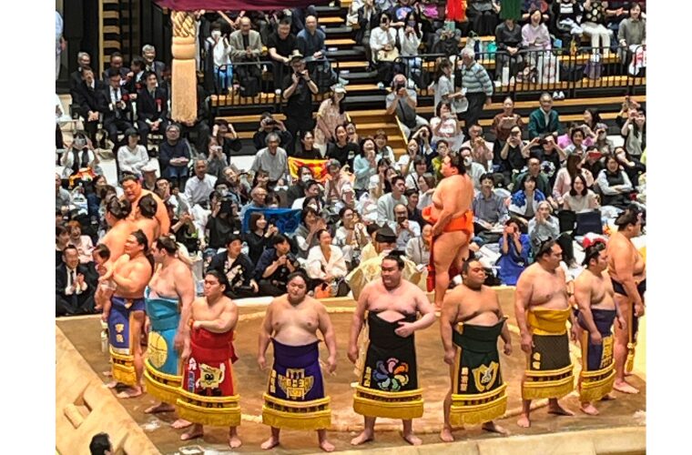 赤ちゃんと力士